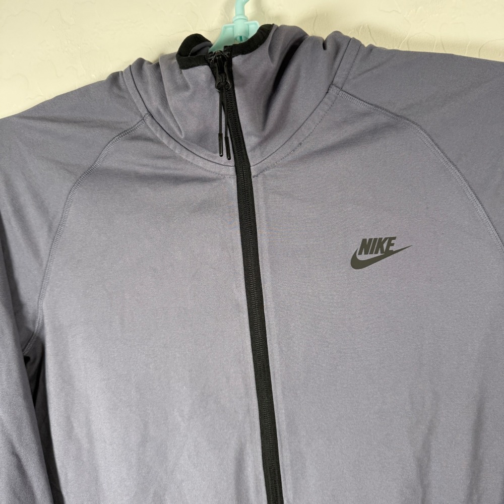 Nike Hoodie Mens Medium Gray Carbon Tech Lightweight Full Zip Stretch - Picture 2 of 10